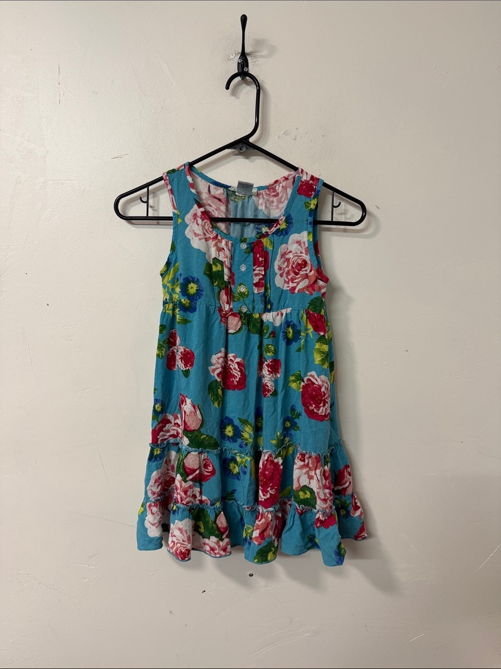 Mia Chica Teal Floral Sleeveless Tiered Dress
